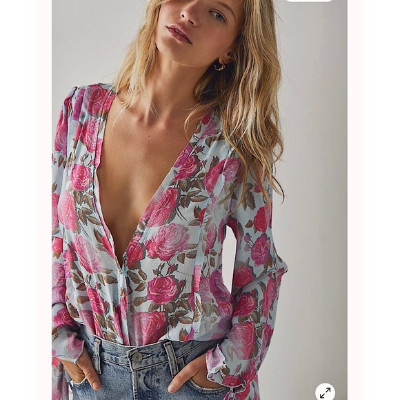 Free People Everything's Rosy Bodysuit in Jade Combo. Size XS. NWOT - Picture 8 of 14